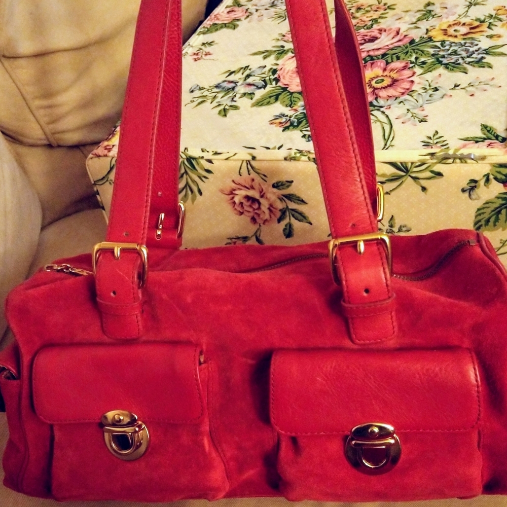 Maxx Studio Red Suede Purse 7-i